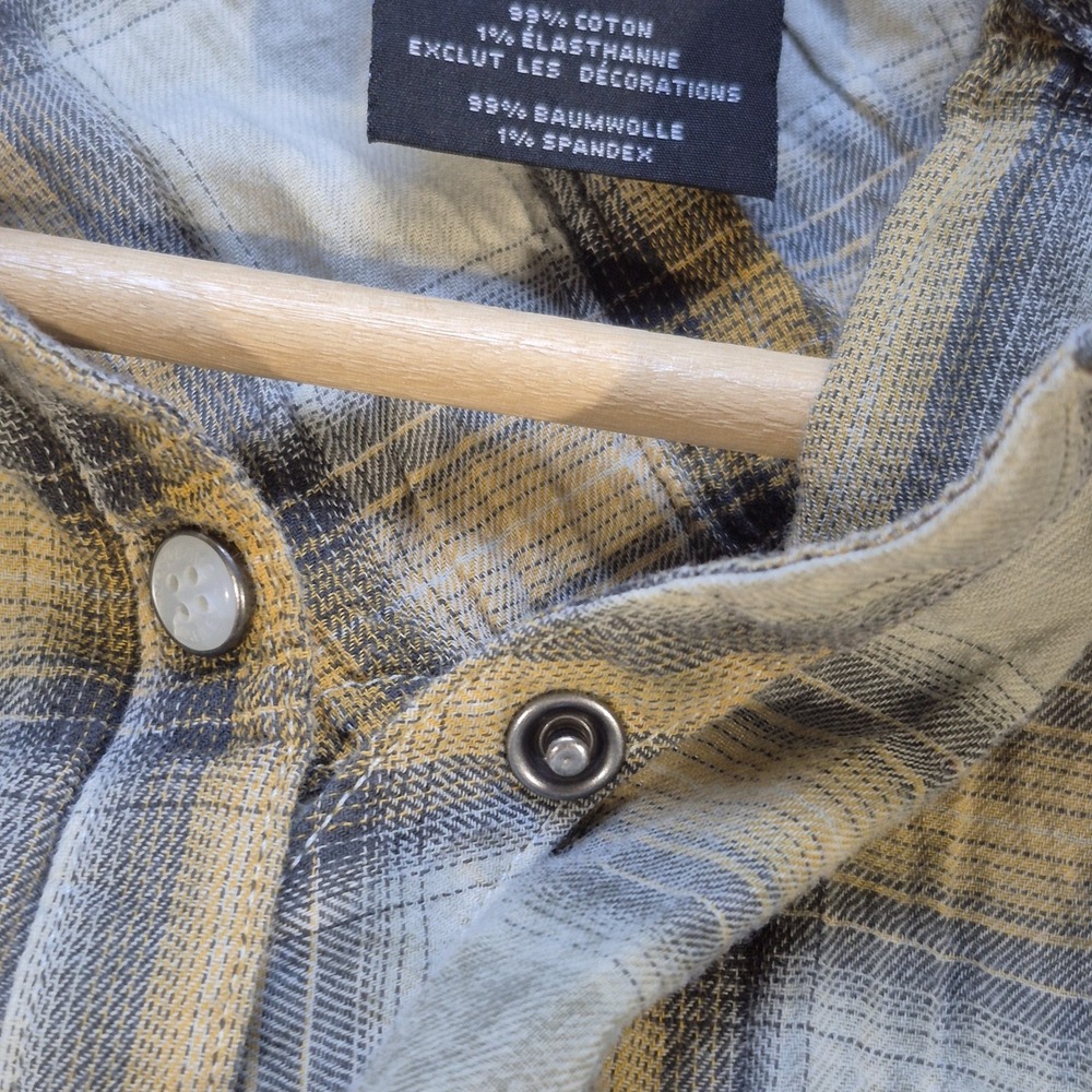 Vtg Y2K‎ Harley Davidson Shirt Womens Medium Tan Plaid Pearl Snap Western Rodeo - Picture 8 of 11